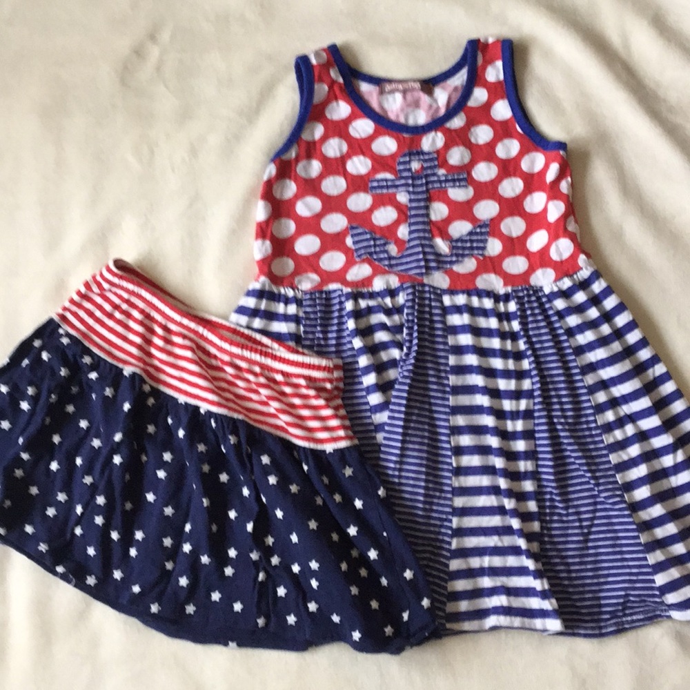 Girls 4th of July Dress and skirt bundle sz7